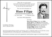 Traueranzeige Hans Filipp