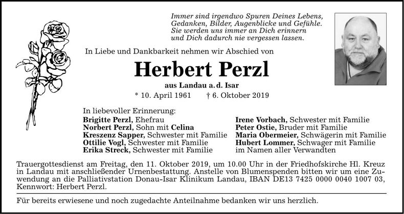 Traueranzeige Herbert Perzl