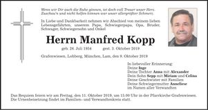 Traueranzeige Manfred Kopp