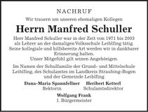 Traueranzeige Manfred Schuller