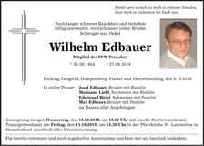 Traueranzeige Wilhelm Edbauer