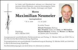 Traueranzeige Maximilian Neumeier