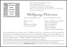 Traueranzeige Wolfgang Petersen