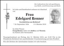 Traueranzeige Edelgard Renner