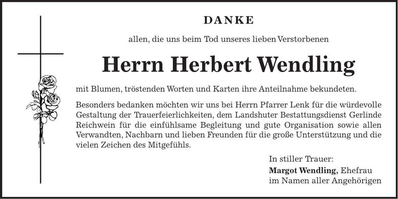 Traueranzeige Herbert Wendling