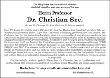 Traueranzeige Christian Prof. Dr. Seel