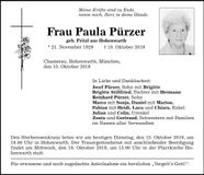 Traueranzeige Paula Pürzer