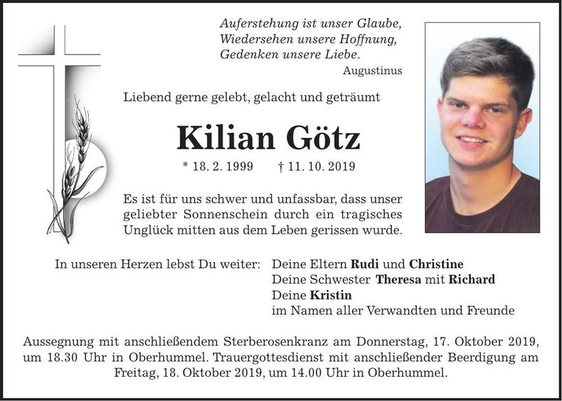 Traueranzeige Kilian Götz