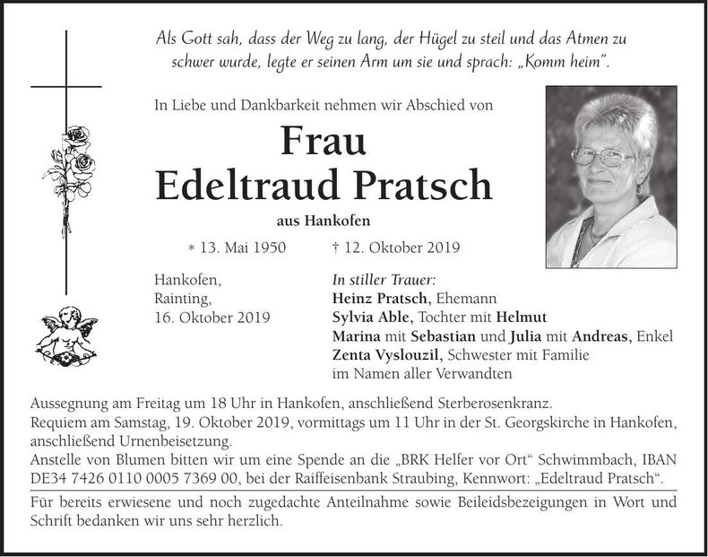 Traueranzeige Edeltraud Pratsch