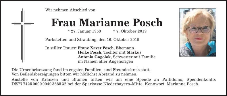 Traueranzeige Marianne Posch