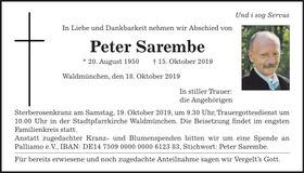 Traueranzeige Peter Sarembe
