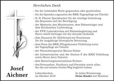 Traueranzeige Josef Aichner