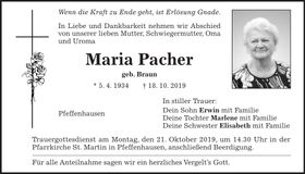 Traueranzeige Maria Pacher