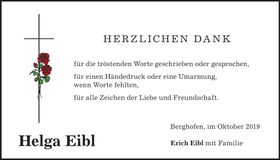 Traueranzeige Helga Eibl