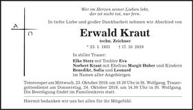 Traueranzeige Erwald Kraut