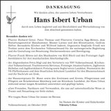 Traueranzeige Hans Isbert Urban