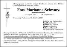Traueranzeige Marianne Schwarz