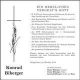 Traueranzeige Konrad Biberger
