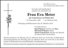 Traueranzeige Eva Meier