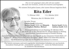 Traueranzeige Rita Eder