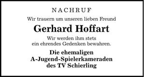 Traueranzeige Gerhard Hoffart