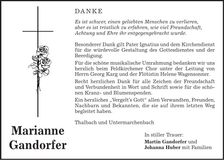 Traueranzeige Marianne Gandorfer