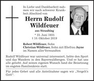 Traueranzeige Rudolf Wildfeuer