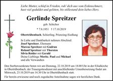 Traueranzeige Gerlinde Spreitzer