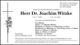 Traueranzeige Joachin Witzke