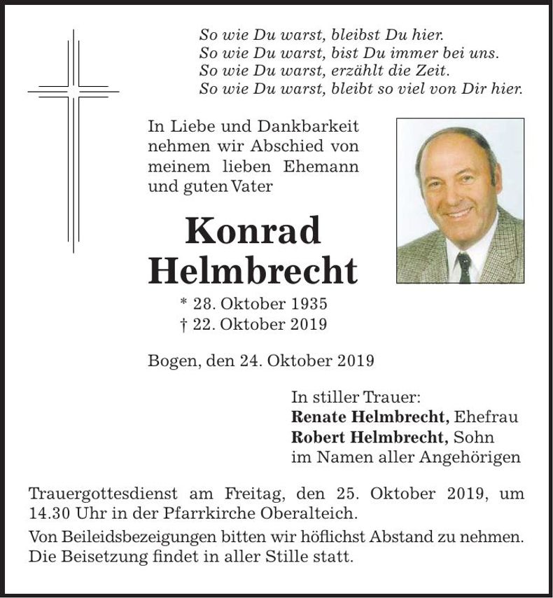 Traueranzeige Konrad Helmbrecht