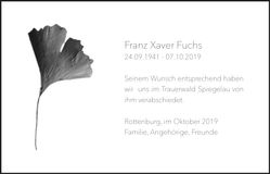 Traueranzeige Franz Xaver Fuchs
