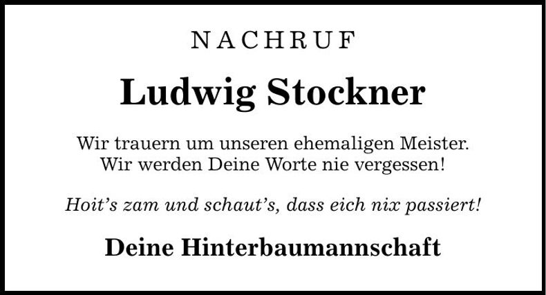 Traueranzeige Ludwig Stockner