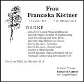Traueranzeige Franziska Köttner