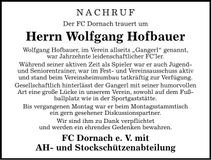 Traueranzeige Wolfgang Hofbauer