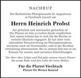 Traueranzeige Heinrich Probst
