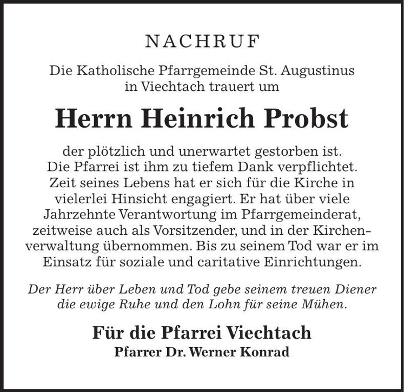 Traueranzeige Heinrich Probst