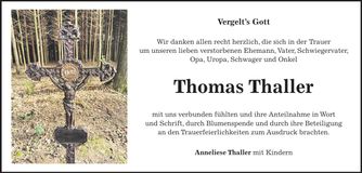 Traueranzeige Thomas Thaller