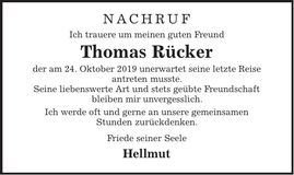 Traueranzeige Thomas Rücker