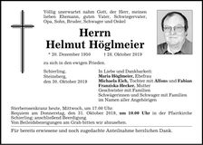 Traueranzeige Helmut Höglmeier