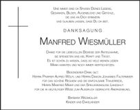 Traueranzeige Manfred Wiesmüller