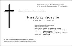 Traueranzeige Hans Jürgen Schielke
