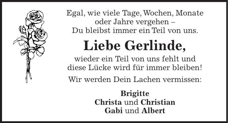Traueranzeige Gerlinde Huber
