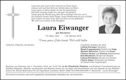 Traueranzeige Laura Eiwanger