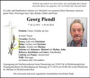 Traueranzeige Georg Piendl