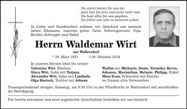 Traueranzeige Waldemar Wirt