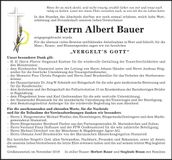Traueranzeige Albert Bauer