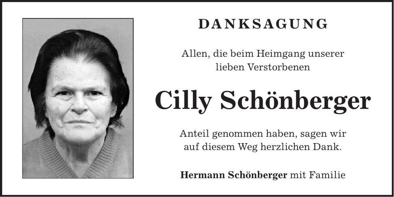 Traueranzeige Cilly Schönberger