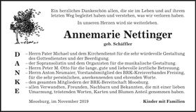 Traueranzeige Annemarie Nettinger