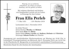 Traueranzeige Ella Perleb