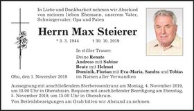 Traueranzeige Max Steierer